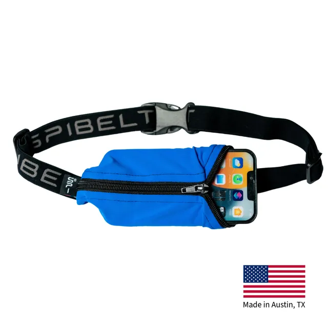 eco-spibelt-caribbean-blue-with-black-zipper-recycled-running-belt-87-recycled-f image 1