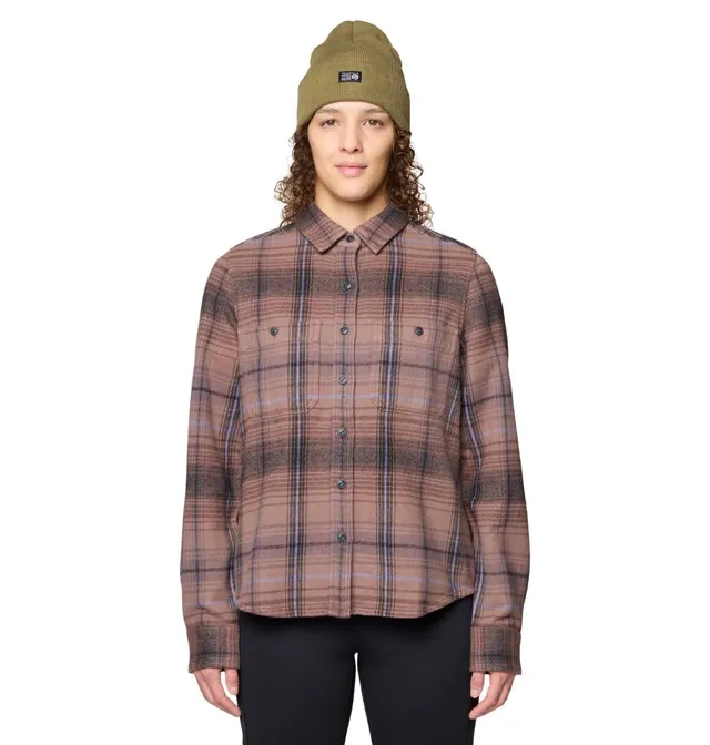 mountain-hardwear-plusher-long-sleeve-shirt-women-s-organic-cotton-flannel-butto image 1