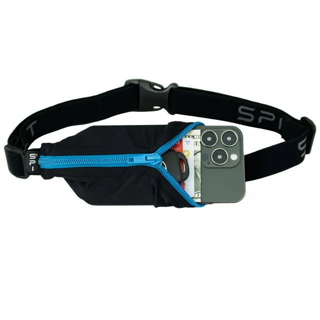 spibelt-original-running-belt-black-with-turquoise-zipper-expandable-phone-pocke image 1