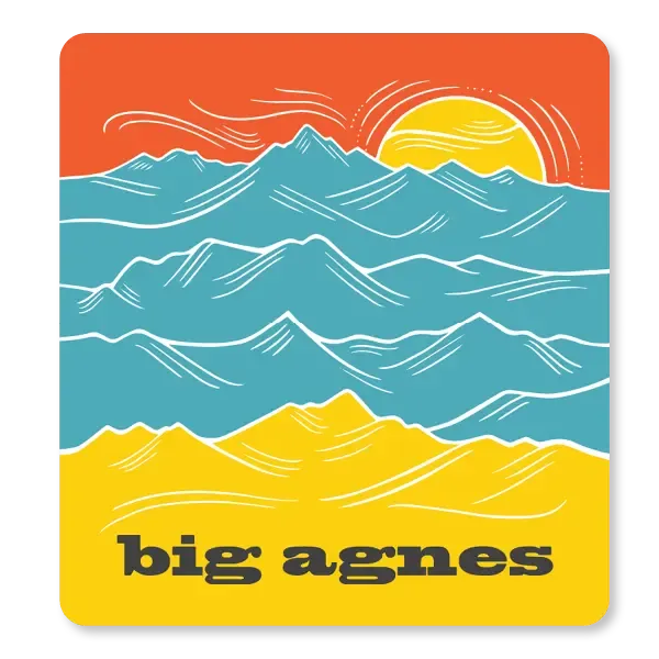 big-agnes-take-a-peak-sticker-colorful-square-mountain-sunset-die-cut-decal-for- image 1