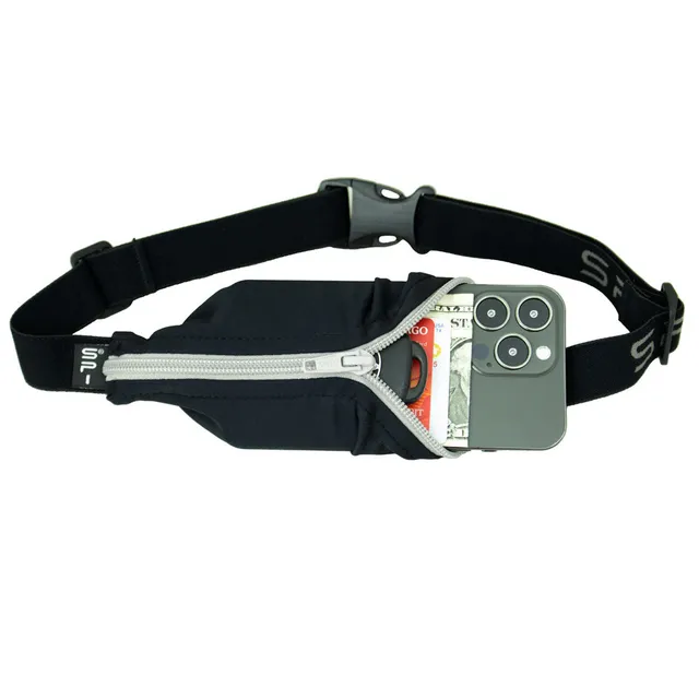 spibelt-black-with-titanium-zipper-running-belt-expandable-phone-pocket-running- image 1