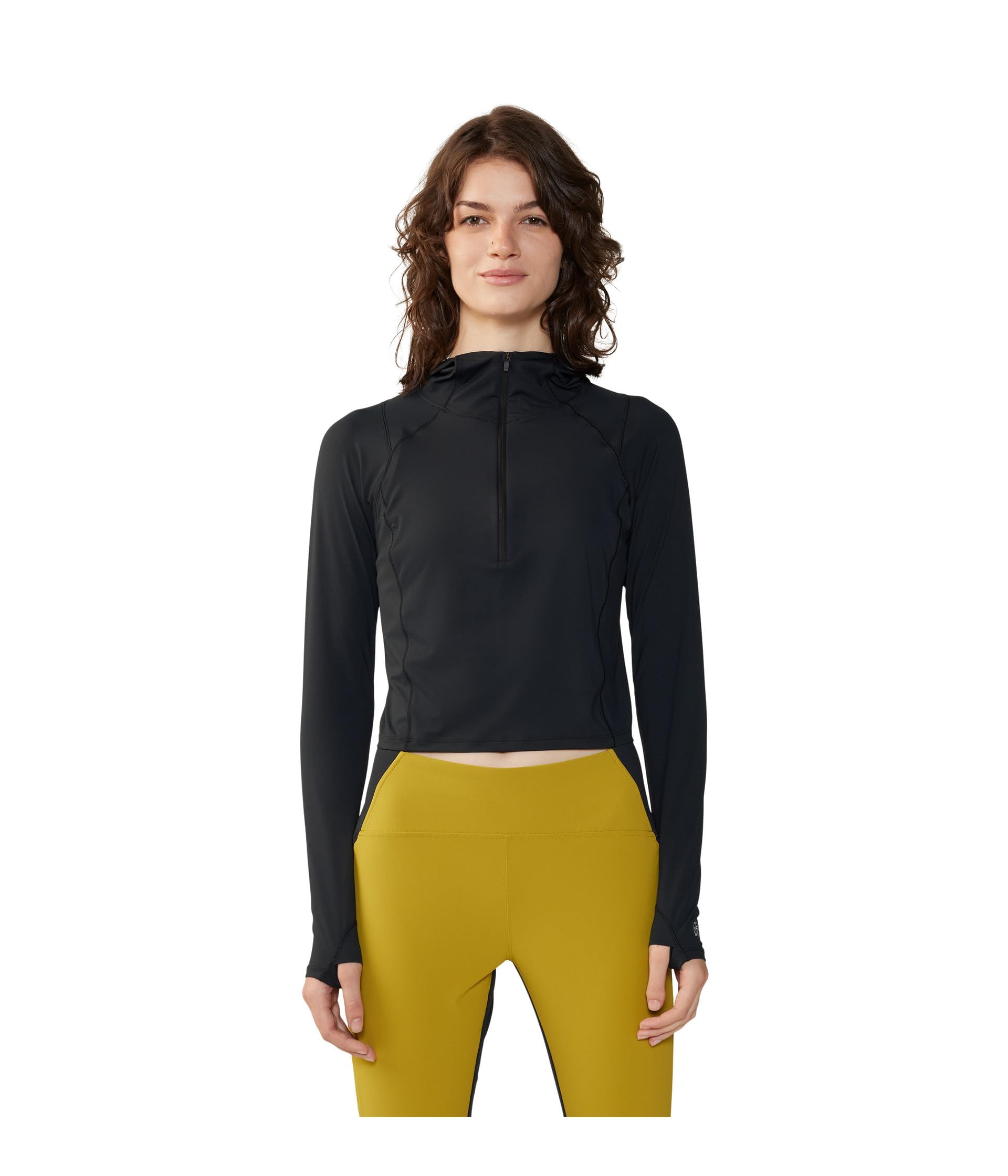 mountain-hardwear-crater-lake-crop-zip-women-s-quick-dry-upf-sun-hoodie-with-hal image 1