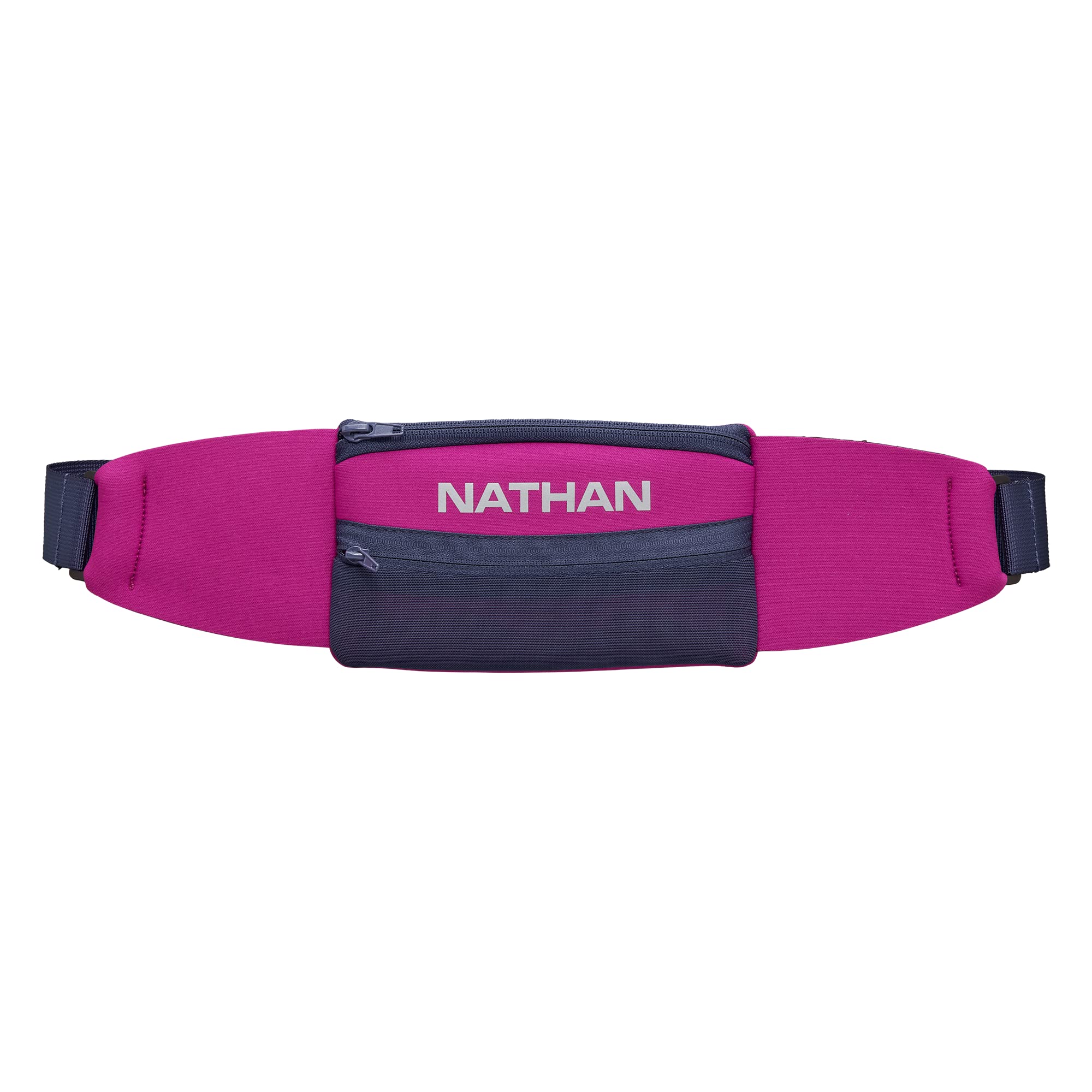 nathan-5k-belt-running-waist-belt-magenta-estate-blue-ultra-light-no-bounce-neop image 1