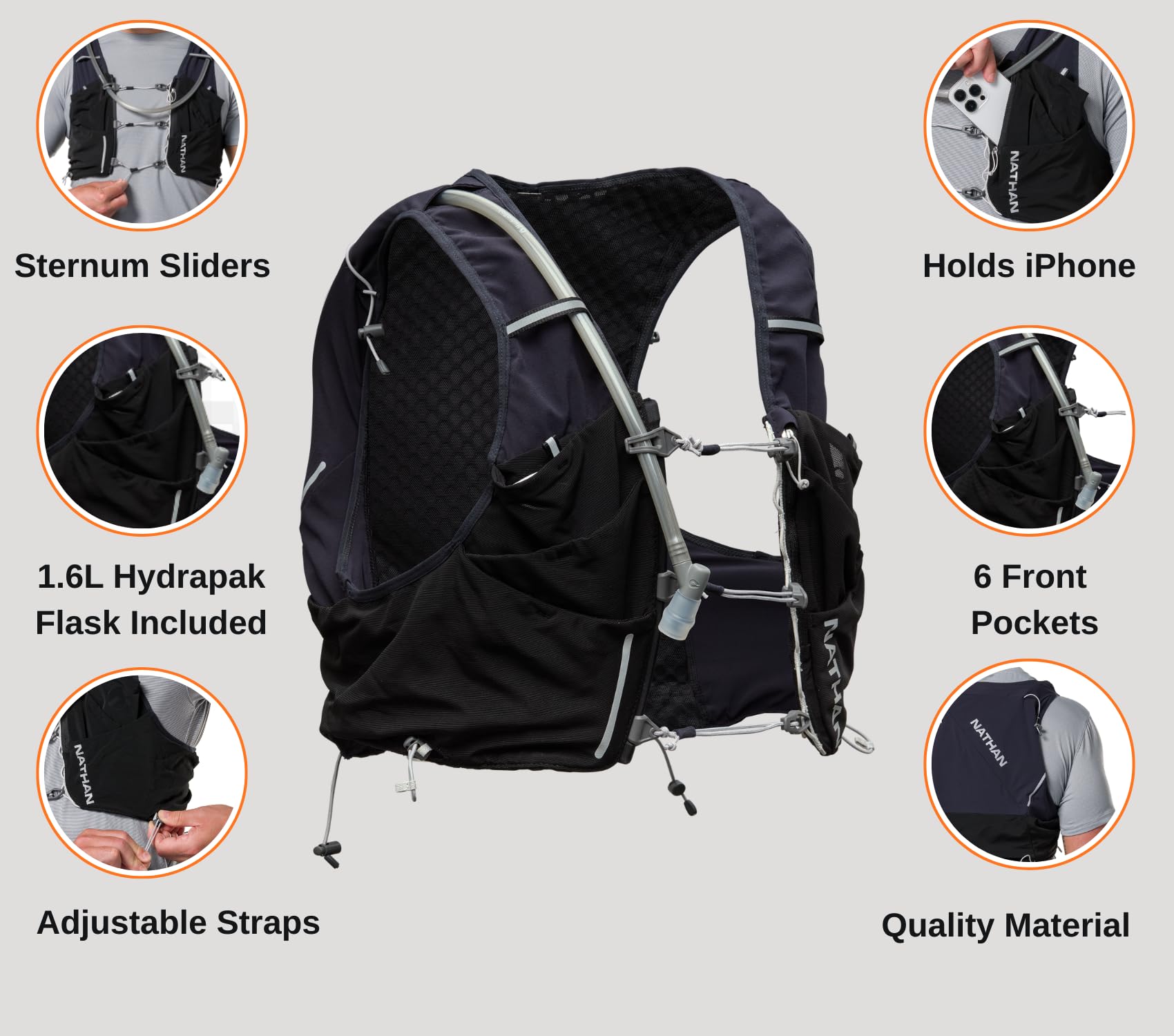 nathan-pinnacle-pro-12l-hydration-running-vest-1-6l-insulated-bladder-quick-fit- image 3