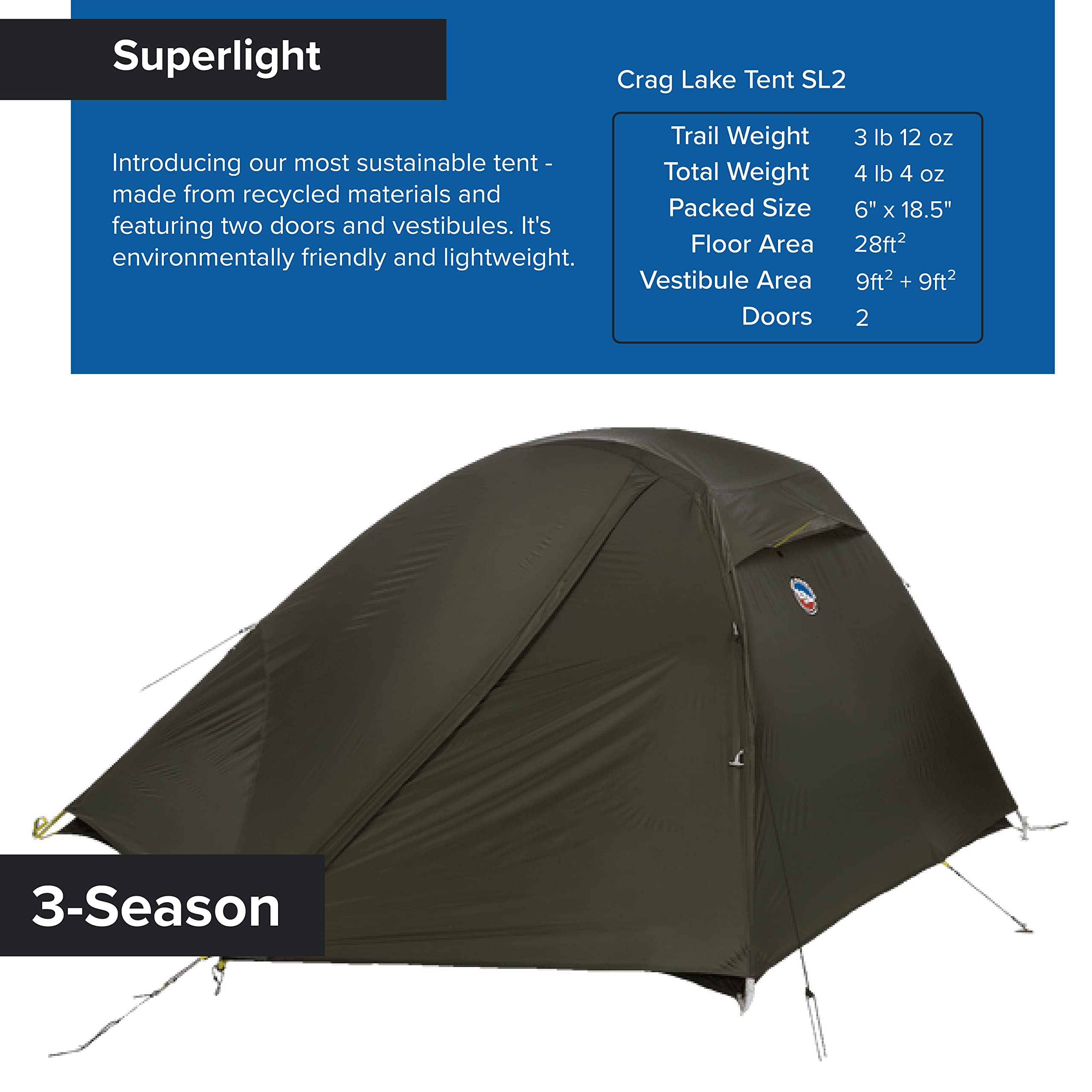 big-agnes-crag-lake-sl2-sl3-tent-three-season-freestanding-superlight-backpackin image 6