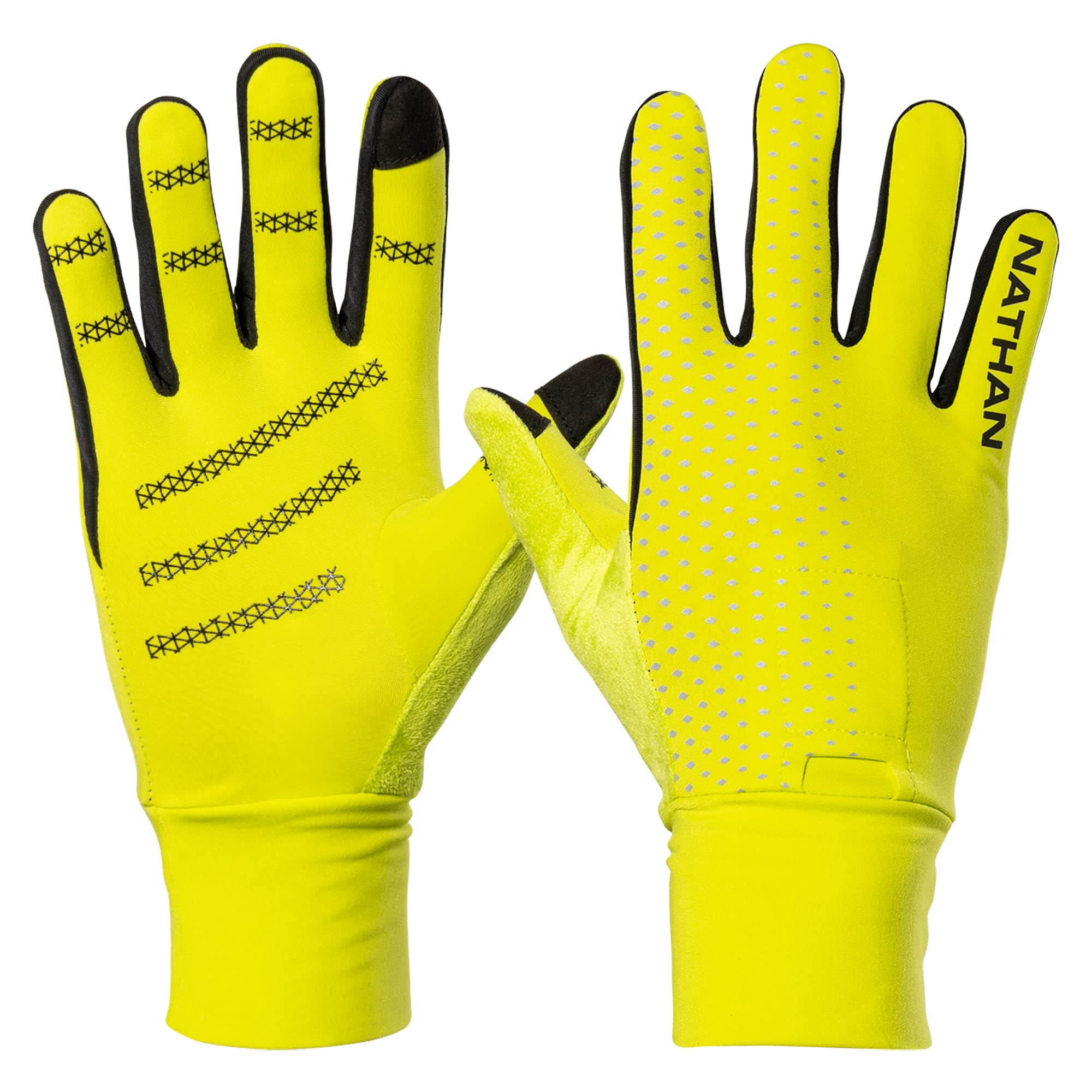 nathan-reflective-running-gloves-with-touchscreen-fingers-and-strobe-light-pocke image 1