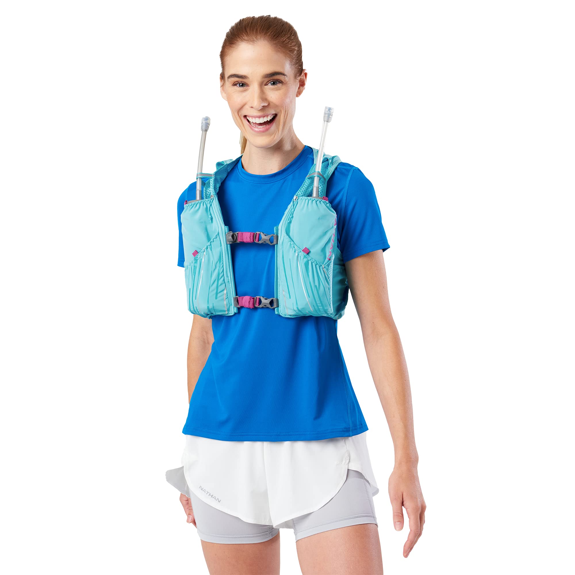 nathan-pinnacle-hydration-running-vest-backpack-4l-with-two-20oz-soft-flasks-lig image 6