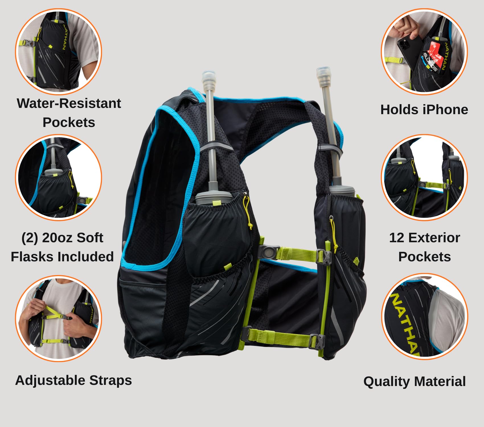 nathan-pinnacle-race-vest-4l-hydration-pack-with-two-20-oz-soft-flasks-water-res image 3