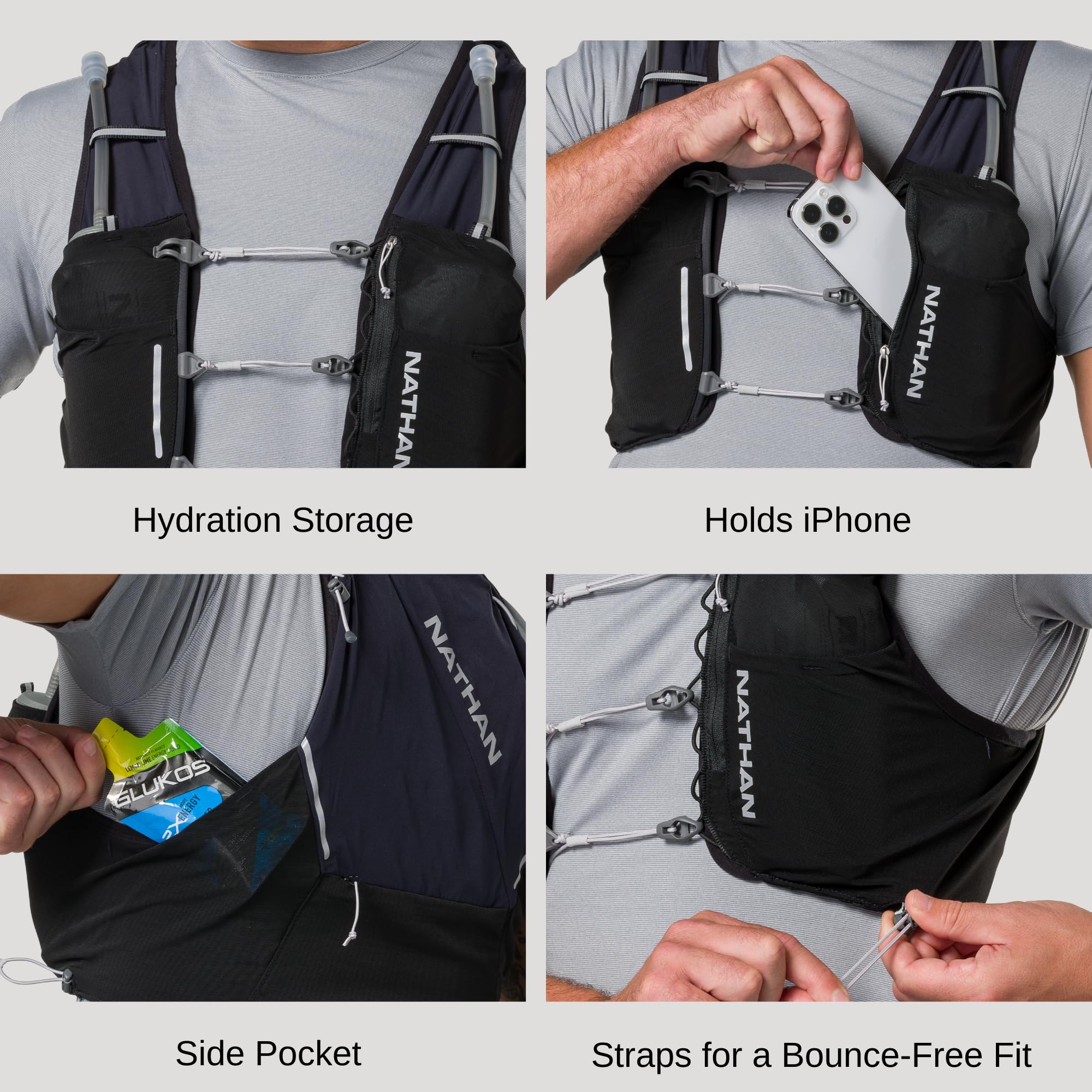 nathan-pinnacle-pro-6l-hydration-vest-compression-racing-vest-with-two-20oz-hydr image 2
