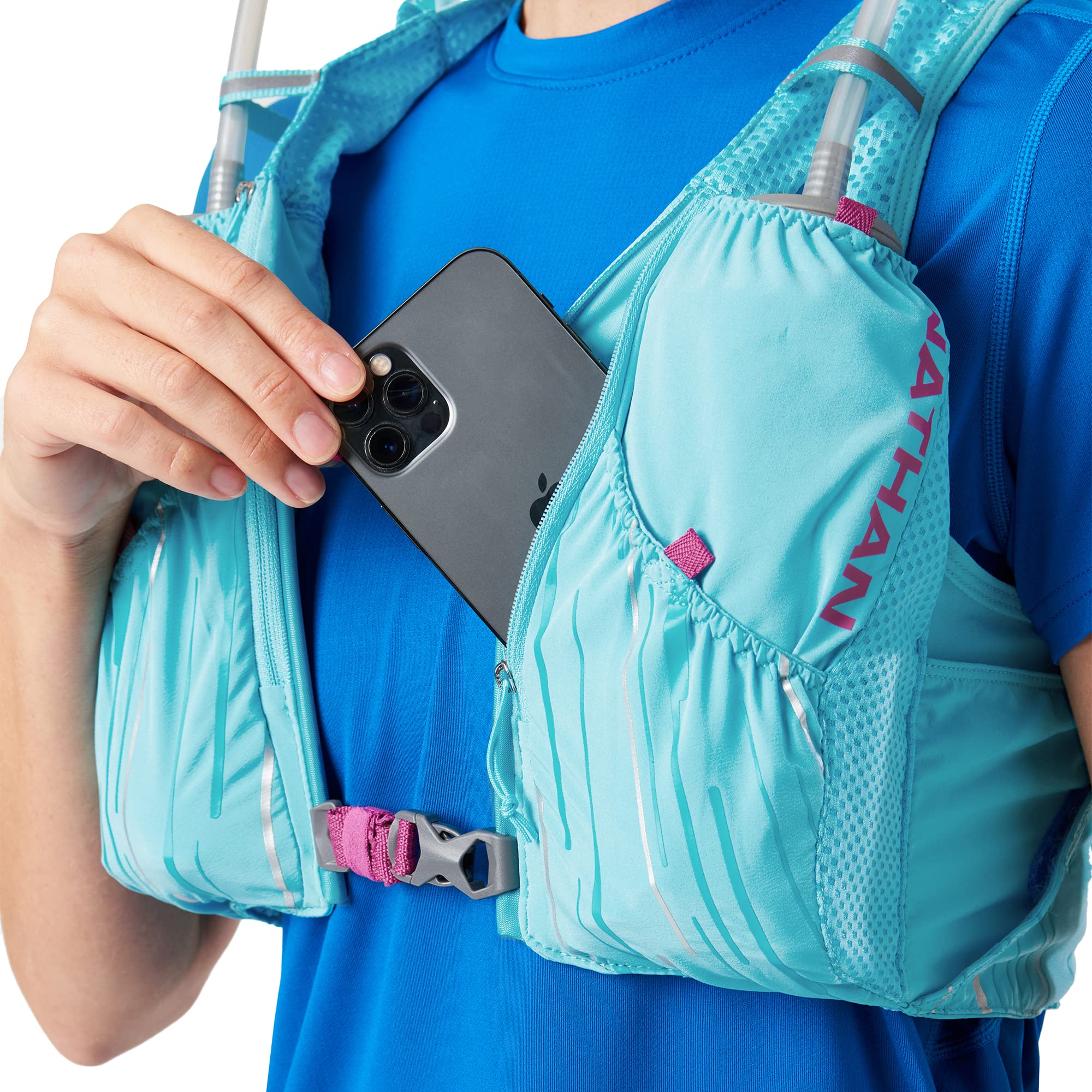 nathan-pinnacle-hydration-running-vest-backpack-4l-with-two-20oz-soft-flasks-lig image 5