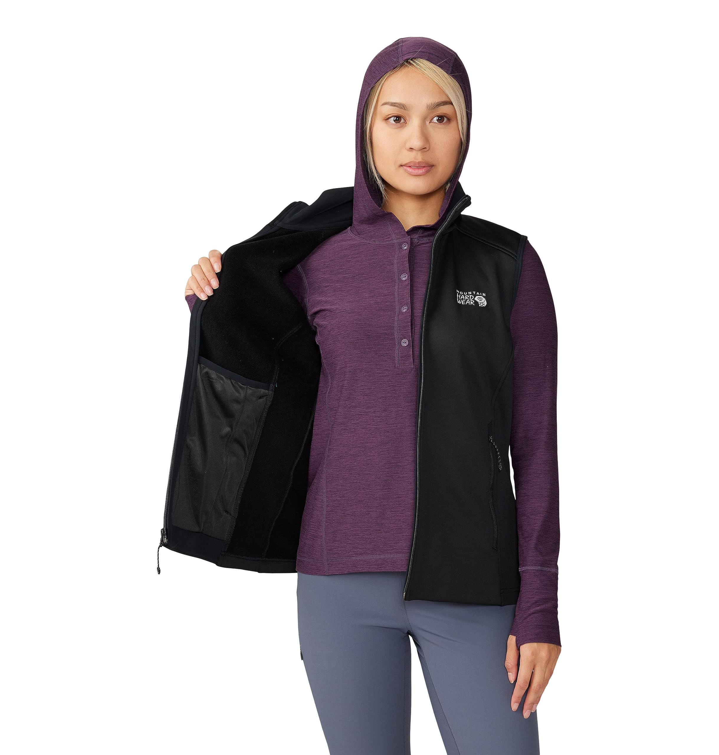 mountain-hardwear-sendura-vest-women-s-slim-fit-stretch-fleece-vest-with-brushed image 5