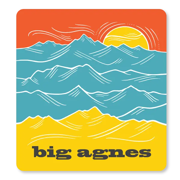 big-agnes-take-a-peak-sticker-colorful-square-mountain-sunset-die-cut-decal-for- image 1